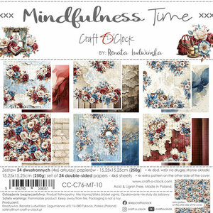 Craft O Clock Set of Papers 15x15 cm Mindfullness Time&nbsp;CC-C76-MT-10
