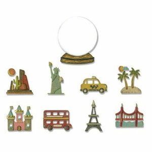 Sizzix Thinlits Die Set - 10PK Tiny Travel Globe 