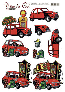 3D Knipvel - Yvon's Art - Red Cars