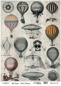 Cadence rijstpapier vintage luchtballonnen