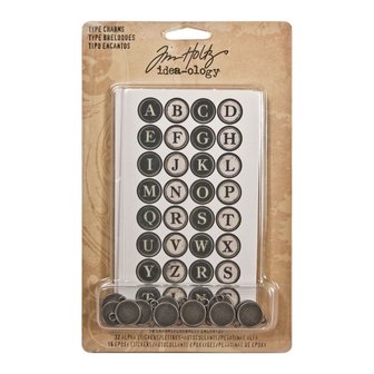 Idea-ology Tim Holtz type charms x16