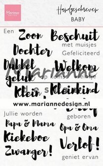 Marianne Design Stempel Handgeschreven - Baby (NL) CS1051 