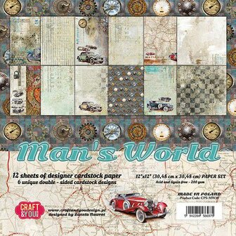 Craft&amp;You Man&lsquo;s World Big Paper Set 12x12 12 vel 