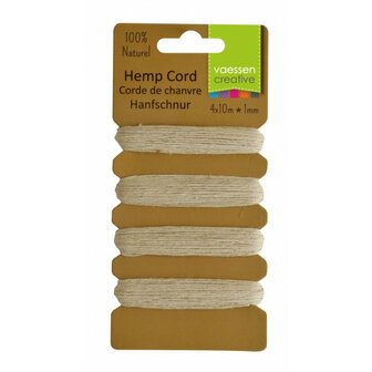 Hemp cord assortiment 4x10m natural