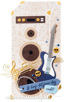 Marianne Design Craft Stencil muziek luidspreker by Marleen PS8062 