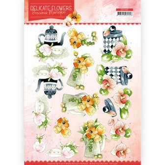 3D Cutting sheet - Precious Marieke - Delicate Flowers - Teapot