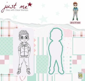 Nellie&lsquo;s Choice Just Me Die + Clear stamp Tiener Jongen 24x77mm