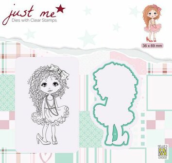 Nellie&lsquo;s Choice Just Me Die + Clear stamp Dame meisje 36x69mm