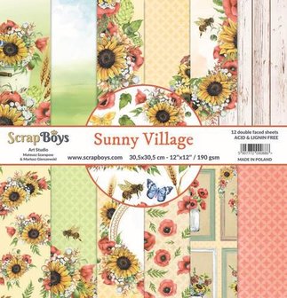 ScrapBoys Sunny Village paperset 12 vl+cut out elements 30,5 x 30,5cm