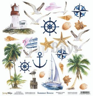 ScrapBoys Summer Breeze paper cut out elements DZ SUBR-07 190gr 30,5 x 30,5cm