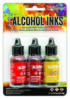 Ranger Alcohol Ink Ink Kits Orange/Yellow Spectrum 3x15 ml Tim Holtz