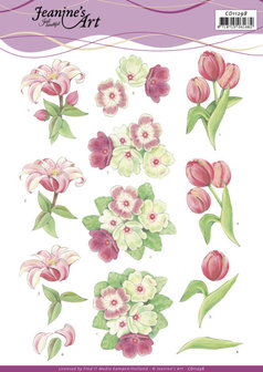 3D Cutting Sheet - Jeanine&#039;s Art - Red Flowers