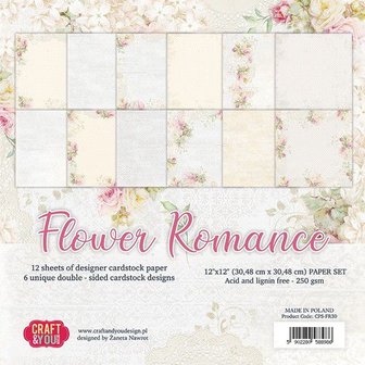 Craft&amp;You Flower Romance Big Paper Set 12x12 12 vel 