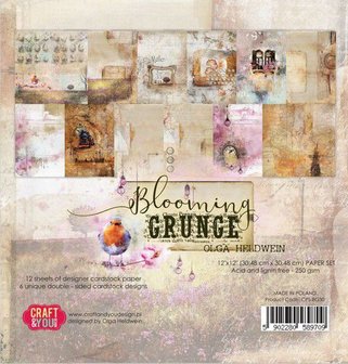 Craft&amp;You Blooming Grunge Big Paper Set 12x12 12 vel 