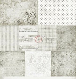 Craft OClock Paper Collection Set 12x12  Basic 10 - Light Grey Mood