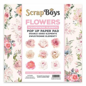 Scrapboys POP UP Paper Pad double sided elements - Flowers / Roses 