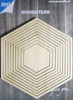 Joy! Woodsters houten hexagons (9) voor schudkaarten en deco 6320/0012