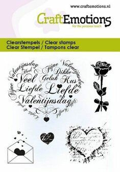 CraftEmotions clearstamps 6x7cm - Valentijn - harten, brief - NL