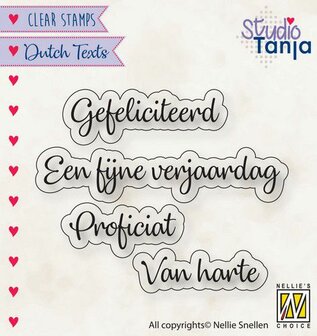 Nellies Choice Clearstempel Tekst (NL) - Proficiat etc.. 