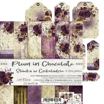 Craft OClock Paper Collection Set 6&quot;*6&quot; Plum In Chocolate, 250 gsm