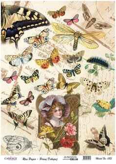 Cadence rijstpapier Vintage - vlinders