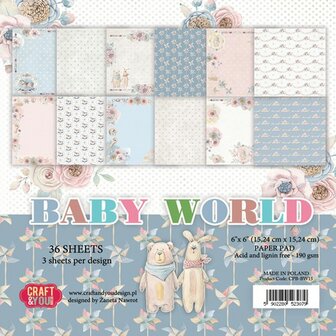 Craft&amp;You Baby World small paper pad 6x6 36 vel 