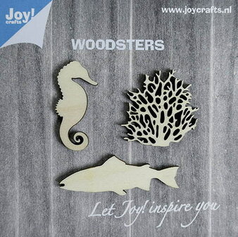 Joy! Woodsters houten figuren (3) zeepaard koraal vis 6320/0004