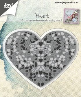 Joy! stencil Heart gevuld met swirls en blaadjes 6002/0786
