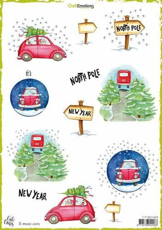 CraftEmotions Decoupage vellen x-mass cars A4 170 grm Carla Creaties 