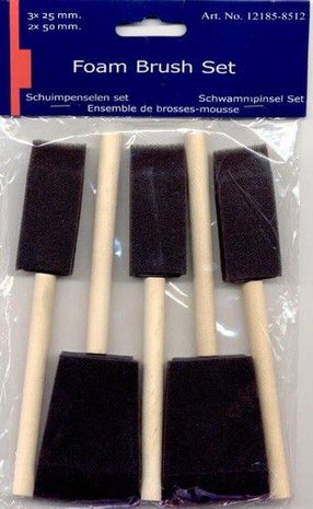 Foambrushset assortiment 3x 25 mm / 2 x 50 mm 5 