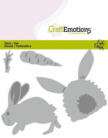 CraftEmotions Die - Bunny 1 -konijn met wortel  Carla Creaties