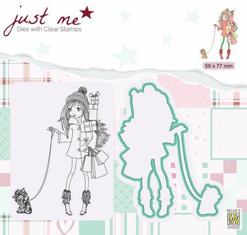 Nellie&lsquo;s Choice Just Me Die + Clear stamp Kerstshoppen 