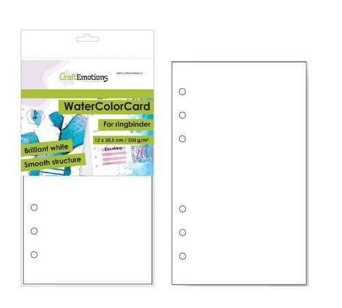 CraftEmotions WaterColorCard - bril. Ringband wit 10 vl 6 Ring A5