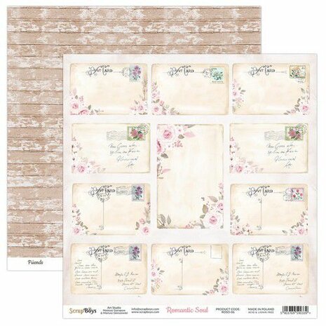 ScrapBoys Romantic Soul paperset 12 vl+cut out elements-190gr 30,5 x 30,5cm