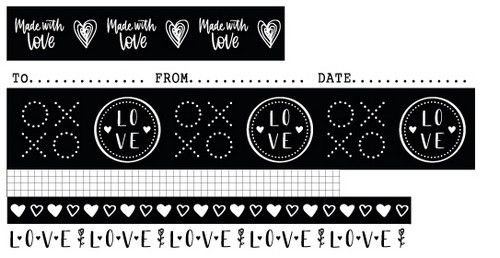 Studio Light Washi Tape Black/White Filled With love nr.18 WASHIFWL18