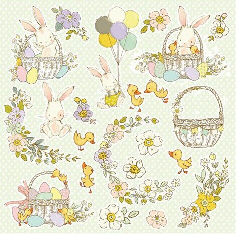 Craft&amp;You Hopping Bunnies Scrapbooking single paper 12&rdquo;x12&rdquo; CP-HBU07