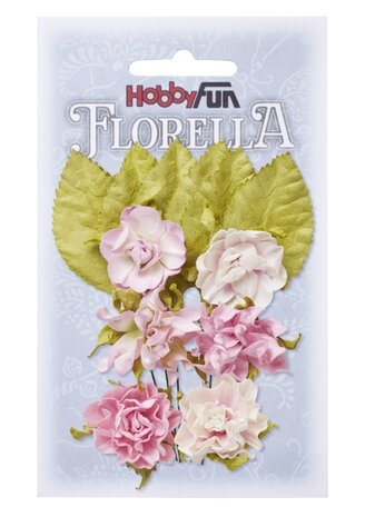 FLORELLA Bloemen &amp; Bladeren zartrosa, 3cm