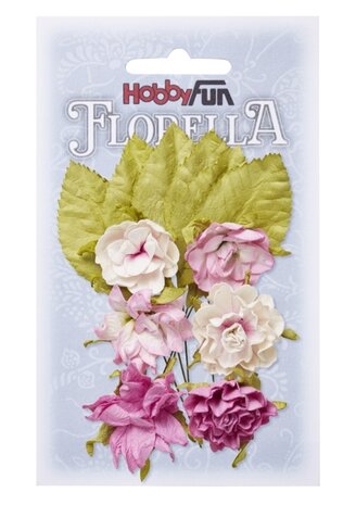 FLORELLA Bloemen en Bladeren ros&eacute;, 3cm