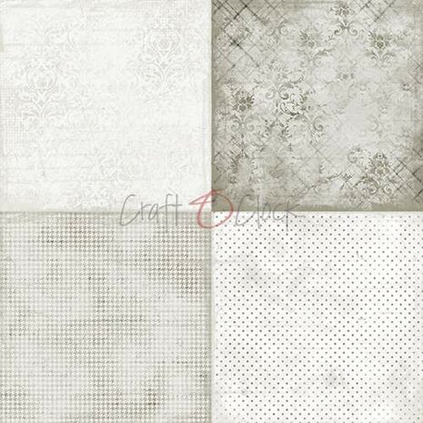 Craft OClock Paper Collection Set 20,3x20,3cm Basic 10 - Light Grey Mood