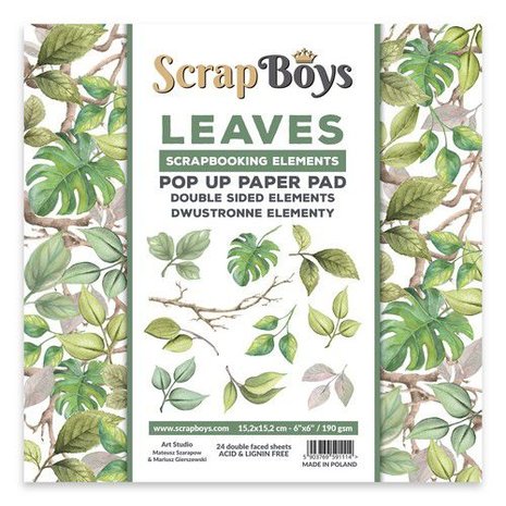 Scrapboys POP UP Paper Pad double sided elements - Leaves 