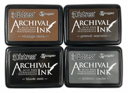 Ranger Distress Archival 4 Pack - Basics (Black,Espr,Smoke, Photo) AMPK77947 Tim Holtz