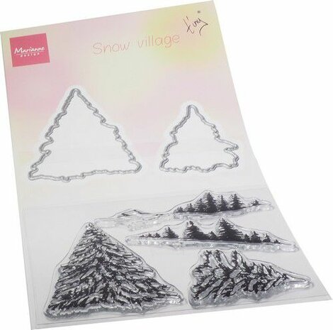 Marianne Design Clear Stamp &amp; Die set Tiny&lsquo;s Sneeuw dorp TC0887 