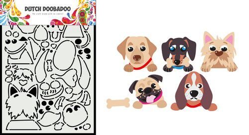 Dutch Doobadoo Card Art A5 Peek a boo hondjes 470.784.037