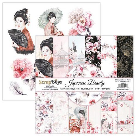 ScrapBoys Japanese Beauty paperpad 24 vl+cut out elements 15,2x15,2cm 