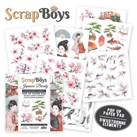 Scrapboys POP UP Paper Pad double sided elements - Japanese Beauty JABE-11