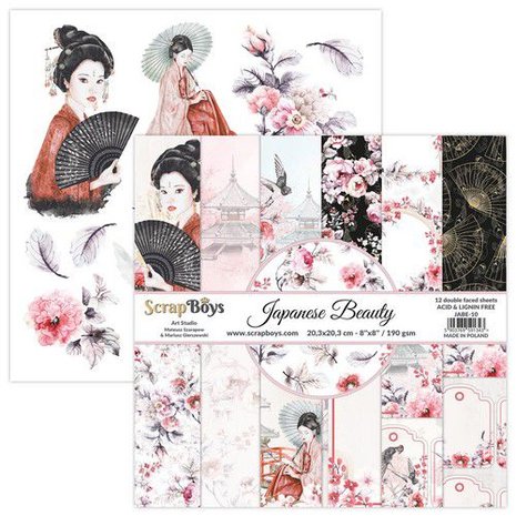 ScrapBoys Japanese Beauty paperpad 12 vl+cut out elements-DZ JABE-10 