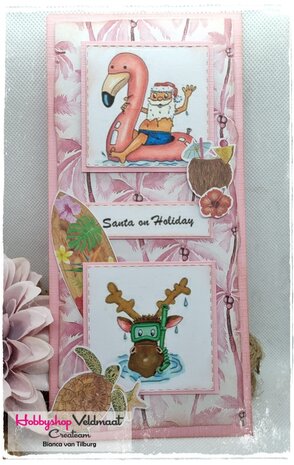CraftEmotions clearstamps A6 - Santa on Holiday 1 Carla Creaties
