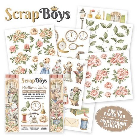 Scrapboys POP UP Paper Pad double sided elements - Bedtime Tales 15,2x15,2cm 