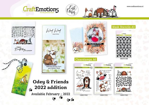 CraftEmotions Mask stencil Odey &amp; Friend - Honden A5 Carla Creaties