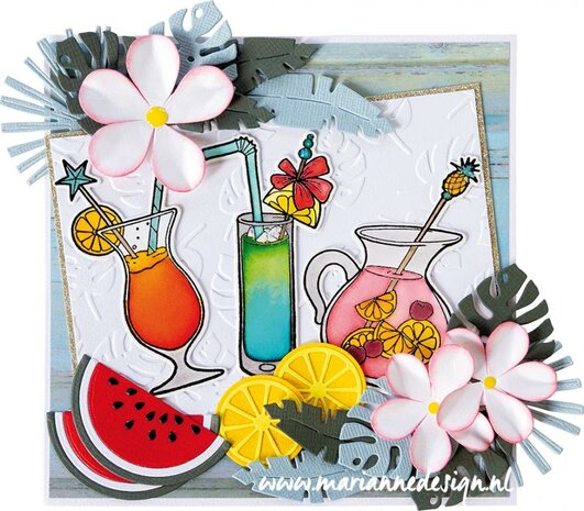 Marianne Design Clear Stamp &amp; Die Hetty&lsquo;s Summer - cocktails HT1656 stamps dies